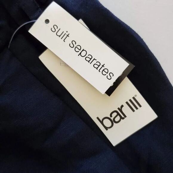 Bar III Linen Cropped Wide Leg Pants Navy Blue Women Size 12 Pull On NEW - Picture 9 of 9
